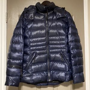 Down filled navy blue winter coat